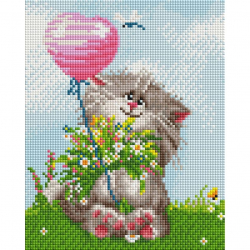 Набор Белоснежка для изготовления картин со стразами арт.БЛ.424-ST-PS Кот с букетом 20х25 см