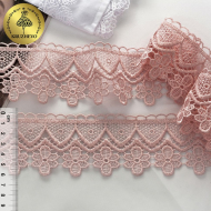 Кружево гипюр KRUZHEVO с цветами арт.TBY.27294 шир.60мм цв.002 пыльная роза уп.13.71м