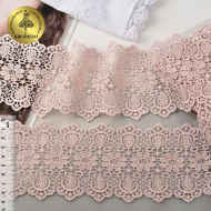 Кружево гипюр KRUZHEVO матовая нить арт.TR 10338 шир.85мм цв.17 розовый уп.9м