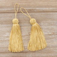 183451_Кисть декоративная на шнуре, длина 120 мм, цвет песочный