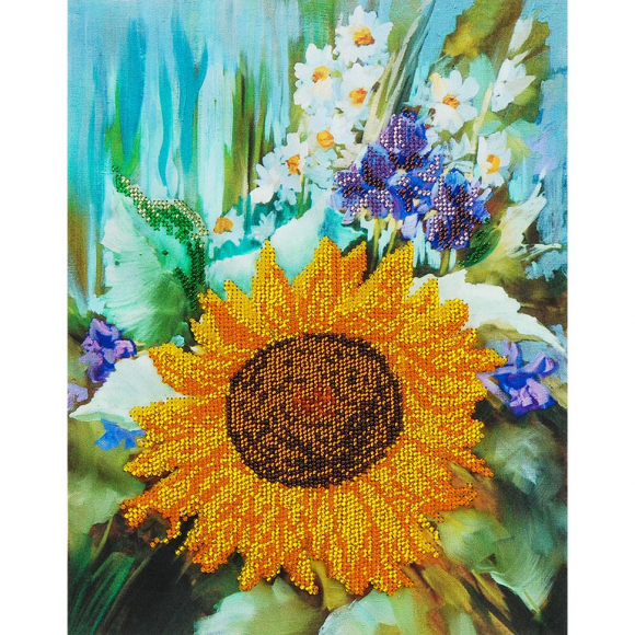 Набор для вышивания бисером БЕЛОСНЕЖКА арт.БЛ.9022-CM Подсолнух 24х30см