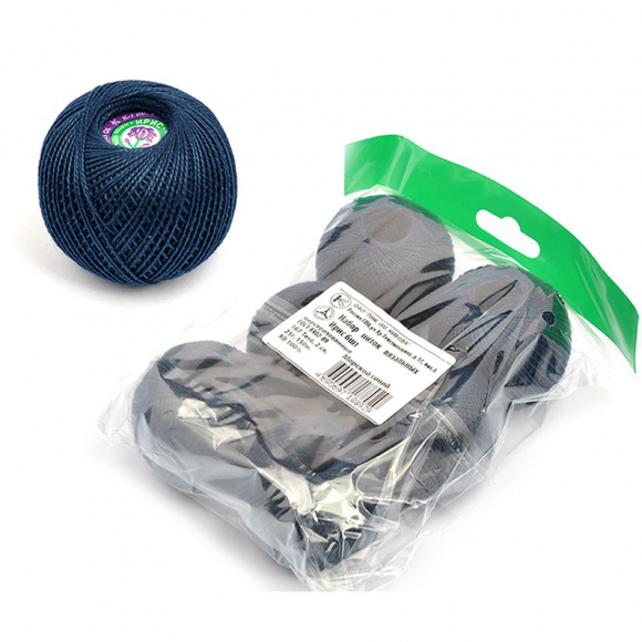 Набор ниток Ирис для вязания Морской синий (100% хлопок) 6х25г/150м, С-Пб