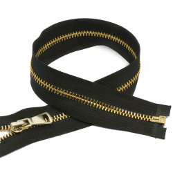 Молния MaxZipper мет. №5 золото шлиф.звено, 45 см цв.F322 черный уп.10шт