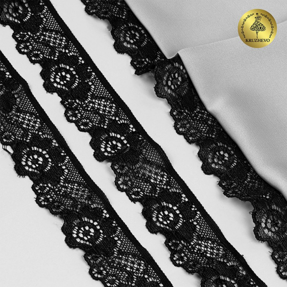 Кружево-стрейч KRUZHEVO арт.TBY.L839 шир.30мм цв.03 черный уп.50м