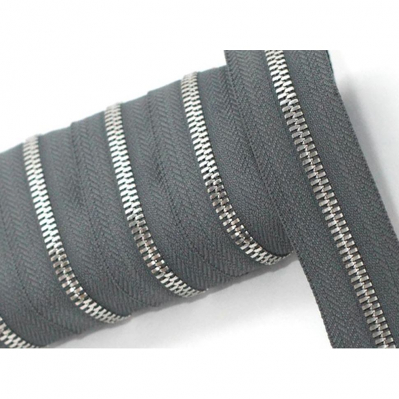 Молния рулонная металл №5СТ никель цв.D392 т.серый уп.5м