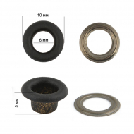 Люверсы металл TBY.L-10.5 №4 (? 6мм, h 5мм) цв. черная резина уп.500шт