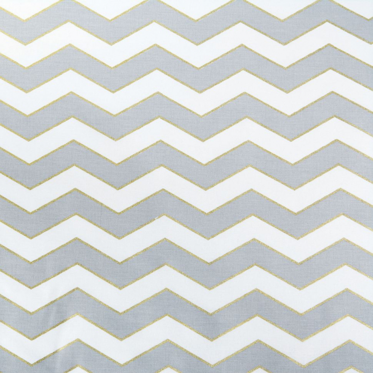 Ткань ранфорс с глитером Зиг-заг, арт.WH 20558-v03, 130г/м?,100% хлопок, шир.240см, цв.серый/золото, уп.3м