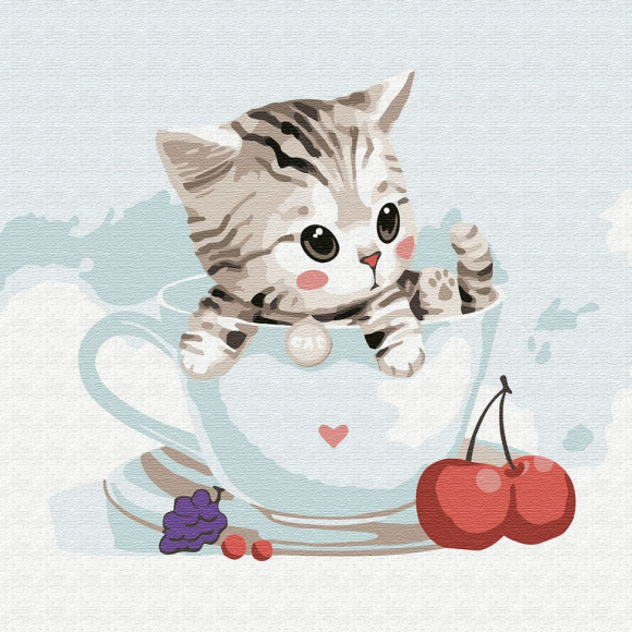 Картины по номерам Molly арт.KH0831 Котенок в кружке (13 цветов) 20х20 см