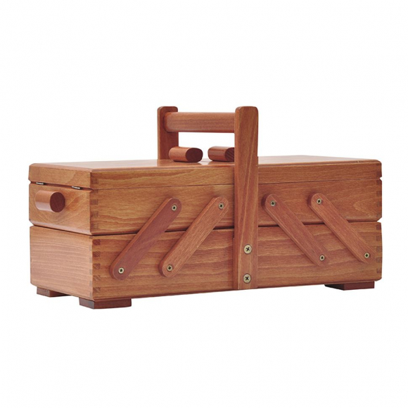 175397_Шкатулка для рукоделия, бук, 2 этажа, кленовый орех