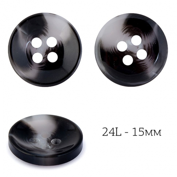 Пуговицы пластик TBY.J.2010 цв.01 черный 24L-15мм, 4 прокола, 72шт Пуговицы пластик TBY.J.2010 цв.01 черный 24L-15мм, 4 прокола, 72шт
