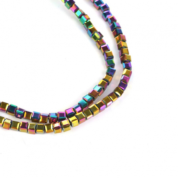 Бусины граненые (стекло) на нитях арт.TBY-C-1  2мм  цв.82 мульти уп.2шт х50 бусин