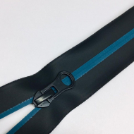 Молния спираль №7 два замка 90см водостойкая D906 зеленый черная тесьма