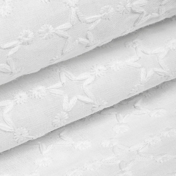 Ткань шитье 100 г/м? 100% хлопок шир.150 см арт.TBY.Emb.8228.1 цв.01 белый рул.14,62м