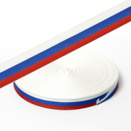 Лента триколор шир.024мм тканая арт.КК024ТР рул.100м