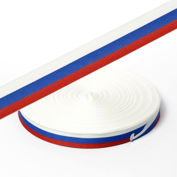 Лента триколор шир.024мм тканая арт.КК024ТР рул.100м