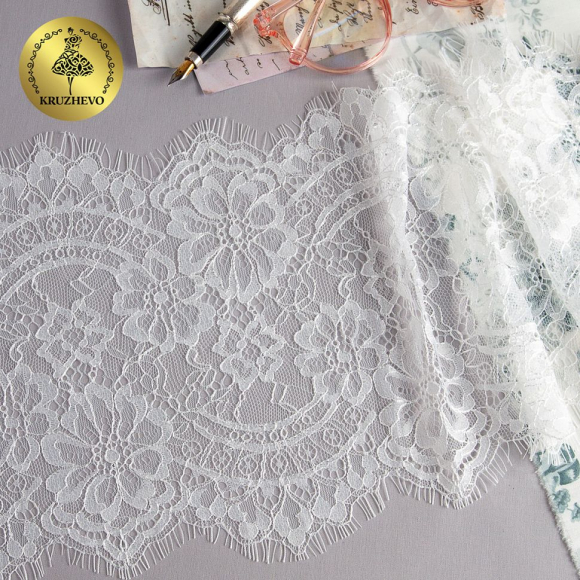 Кружево реснички KRUZHEVO арт.TBY 5013 шир.220мм цв.1 белый уп.3м