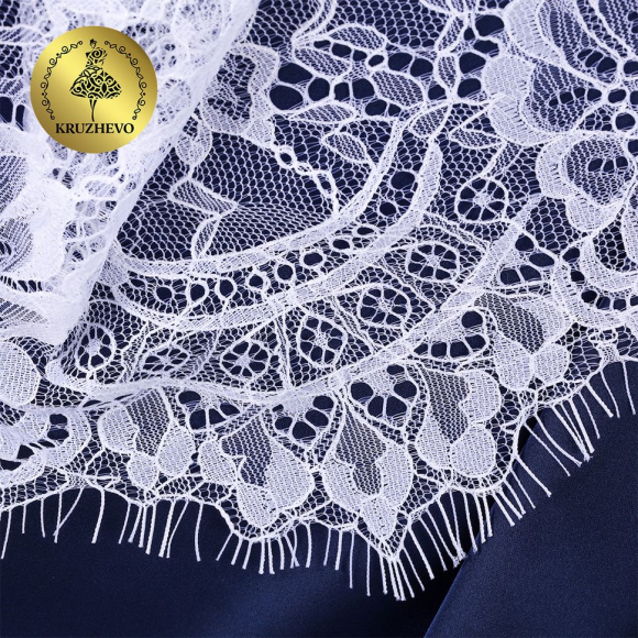 Кружево реснички KRUZHEVO арт.TBY 5013 шир.220мм цв.1 белый уп.3м