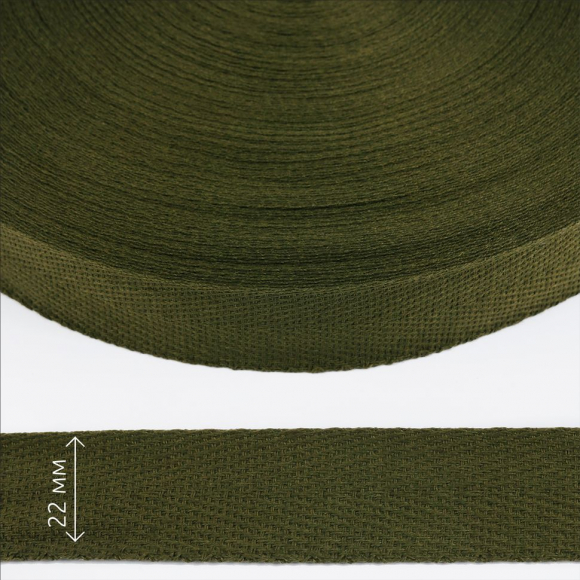 Тесьма киперная 22 мм хлопок 1,8г/см арт.12.2С-257К.22.113 цв.оливковый уп.50м