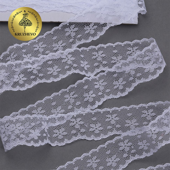 Кружево-трикотаж KRUZHEVO арт.TBY 1674 шир.30мм цв.01 белый, уп.9,14м