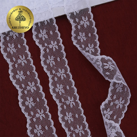Кружево-трикотаж KRUZHEVO арт.TBY 1674 шир.30мм цв.01 белый, уп.9,14м