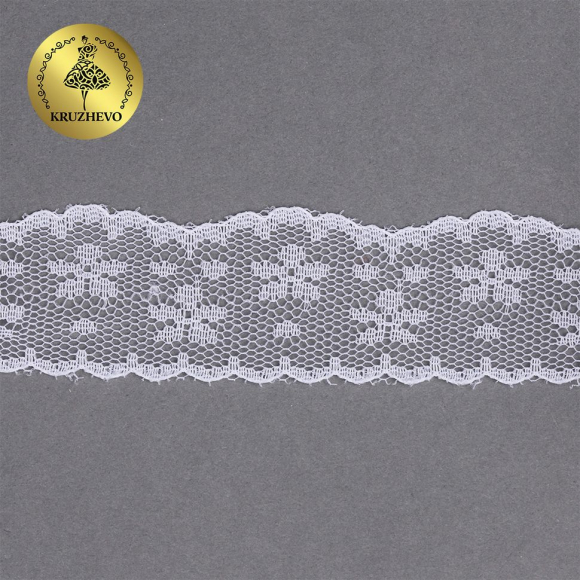 Кружево-трикотаж KRUZHEVO арт.TBY 1674 шир.30мм цв.01 белый, уп.9,14м