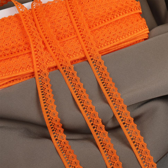 Кружево-трикотаж KRUZHEVO арт.TBY 1665 шир.10мм цв.229 св.оранжевый, уп.27,4м