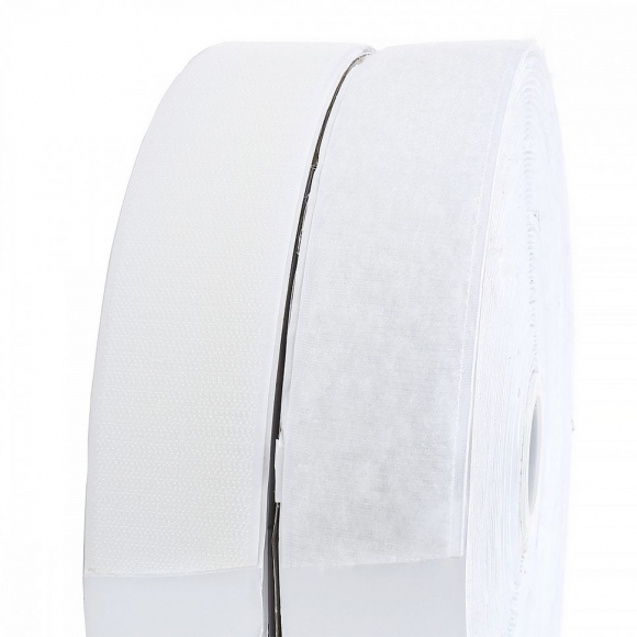 Лента липучка  КЛЕЕВАЯ TBY кач.B шир.50мм цв.F101 белый уп.25м (пара)