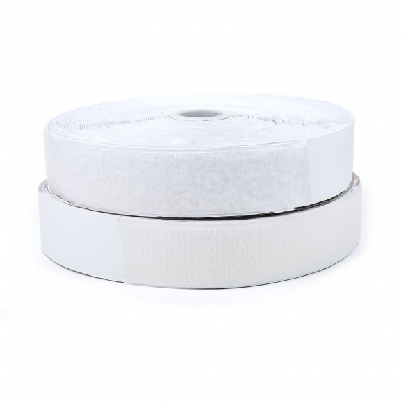 Лента липучка  КЛЕЕВАЯ TBY кач.B шир.50мм цв.F101 белый уп.25м (пара)