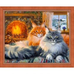Набор для изготовления картин АЛМАЗНАЯ ЖИВОПИСЬ арт.АЖ.1649 Кошачий уют 50х40 см