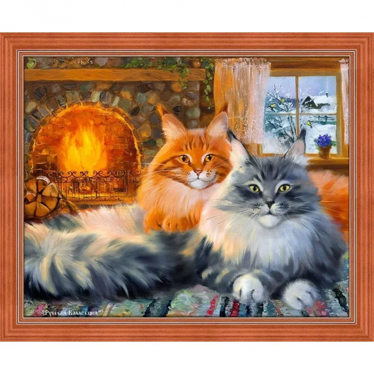 Набор для изготовления картин АЛМАЗНАЯ ЖИВОПИСЬ арт.АЖ.1649 Кошачий уют 50х40 см