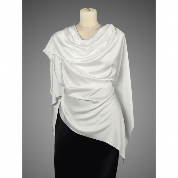 Ткань шелк Армани 90г/м? 97% ПЭ 3% Спандекс шир.150см арт.TBYArm-001 цв.01 белый рул.25м