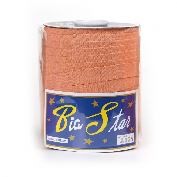 Косая бейка хлопок TBY арт.CB15 шир.15мм цв.F155 персиковый уп.132 м