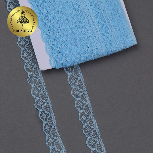 Кружево-трикотаж KRUZHEVO арт.TBY 150-2 шир.12мм цв.05 голубой уп.27,4м