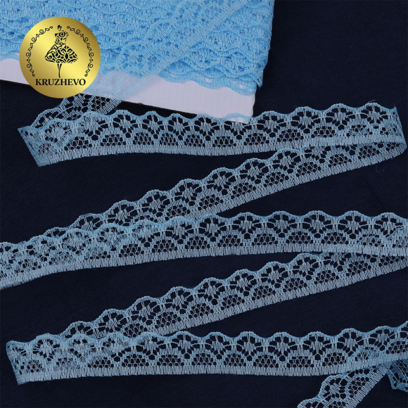 Кружево-трикотаж KRUZHEVO арт.TBY 150-2 шир.12мм цв.05 голубой уп.27,4м