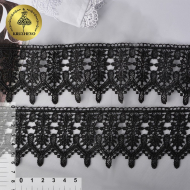 Кружево гипюр KRUZHEVO арт.TR.4G8596A шир.65мм цв.04 черный уп.9м