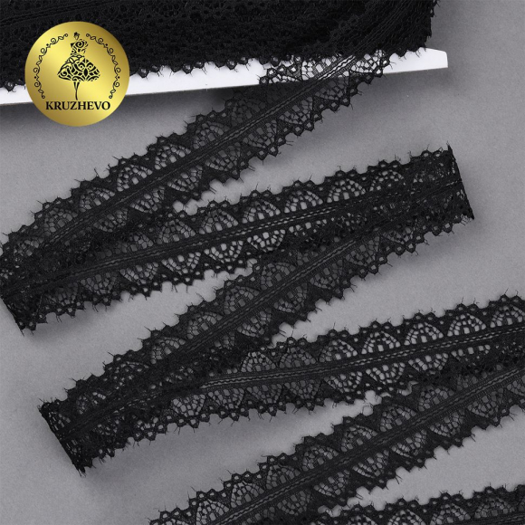Кружево-трикотаж арт.TBY 631-2 цв.черный уп.22,86м