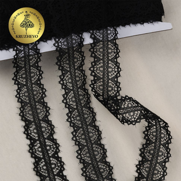 Кружево-трикотаж арт.TBY 631-2 цв.черный уп.22,86м