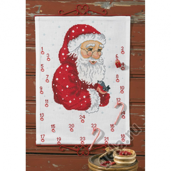 Набор для вышивания PERMIN арт.34-1237 Календарь Санта 48х65 см