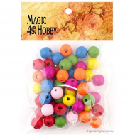 Бусины деревянные детские MAGIC HOBBY арт.MG-B 123 цв.ассорти уп.40г (85±3 шт), ?10 мм, in ?1,5 мм