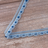 Мерсеризованное хлопковое кружево, 15 мм, небесно голубой