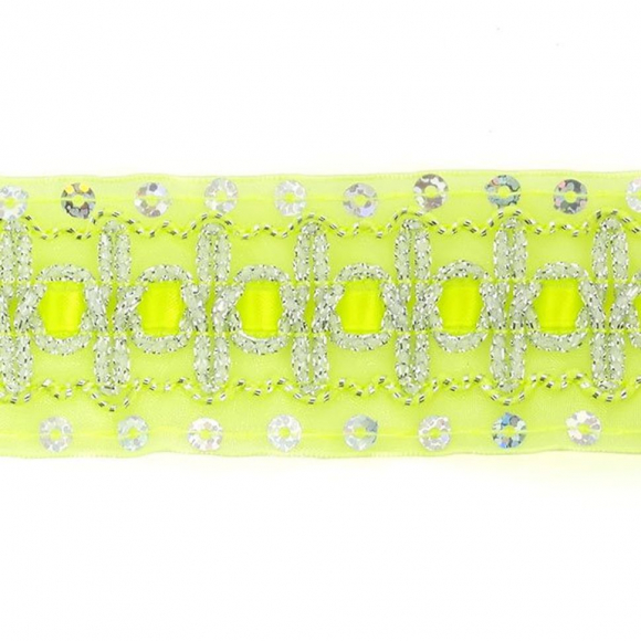 Тесьма с пайетками TBY арт.TH182 шир.38мм цв.057 салатовый уп.18,28м