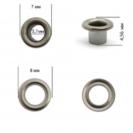 Люверсы сталь New Star №1,7 (? 3,7мм, h 4,56мм) цв. никель черный уп. 5000шт