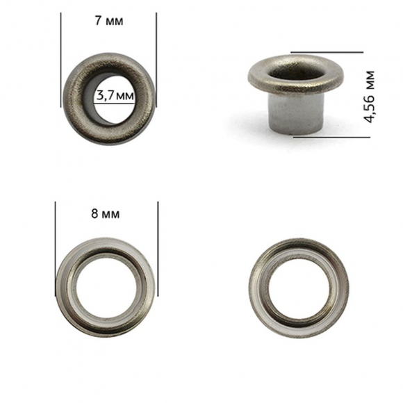 Люверсы сталь New Star №1,7 (? 3,7мм, h 4,56мм) цв. никель черный уп. 5000шт