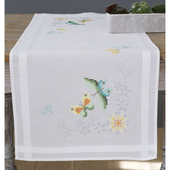 Набор для вышивания VERVACO арт.PN-0157463 Дорожка Цветы и бабочки 40х100 см