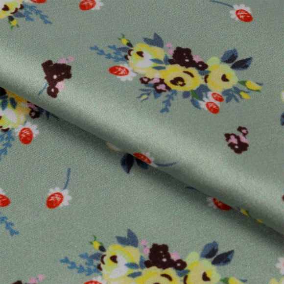 Ткань шелк Армани креп 90 г/м? 97% полиэстер, 3% лайкра шир.148 см арт.T.0210.5 цв.05 зеленый рул.25м