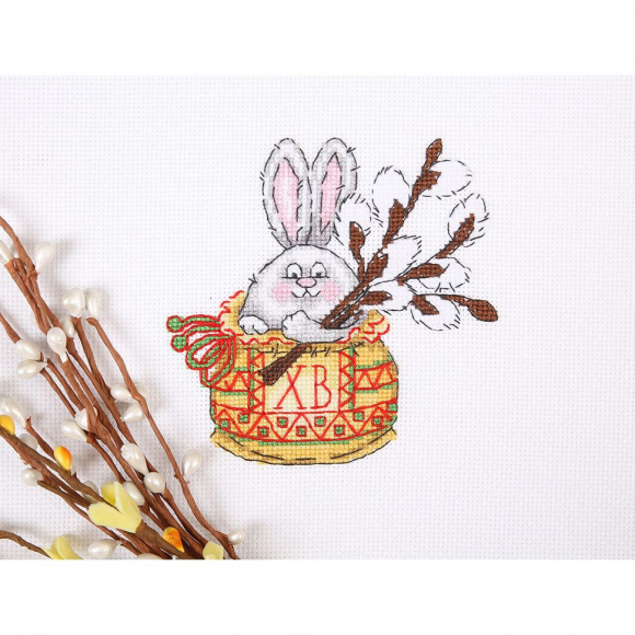 Набор для вышивания KLART арт. 8-436 Зайка с вербой 13х13 см