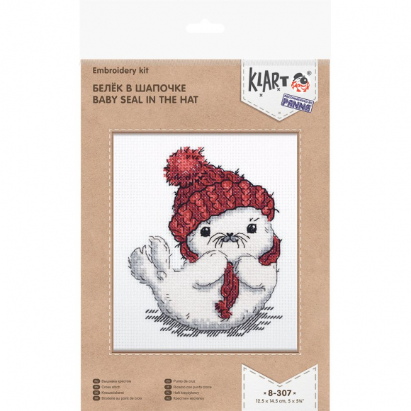 Набор для вышивания KLART арт. 8-307 Белёк в шапочке 12,5х14,5 см