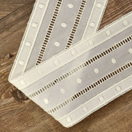 Шитье-вышивка на батисте, прошва, 90 мм, цвет белый