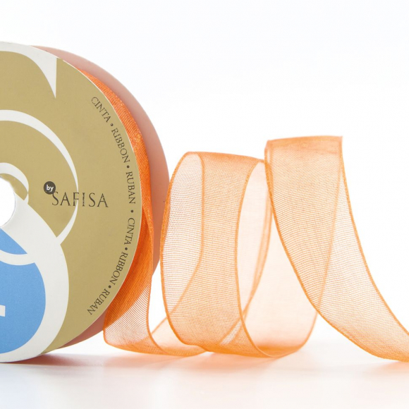 Лента органза SAFISA мини-рулон, 15 мм, 3,5 м, цвет 61, оранжевый