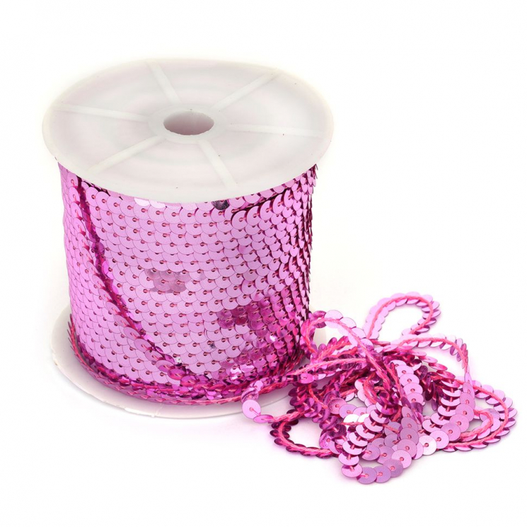 Пайетки плоские на нитях 6мм арт.TBY-F06 цв.09 розовый уп.91,4м